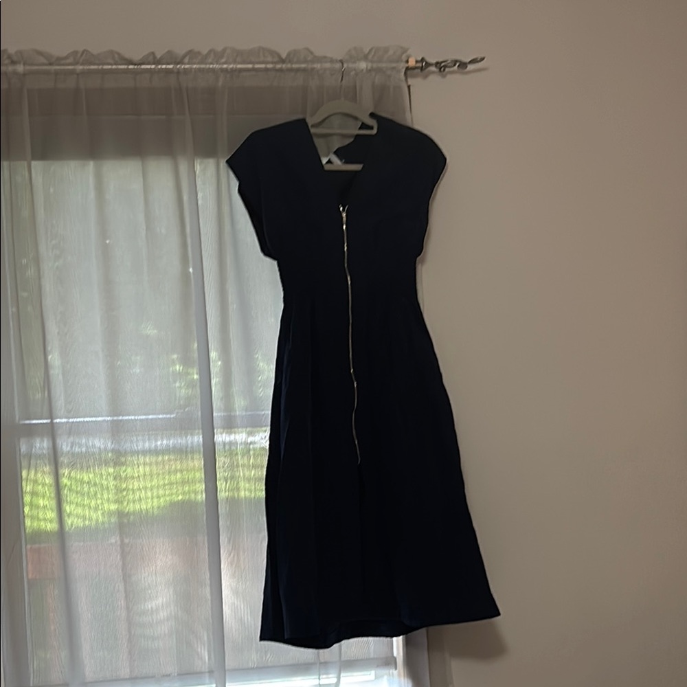 Navy Elegant Zip Dress